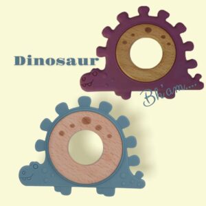 Dinosaur- Beech Wood and Silicon teether.