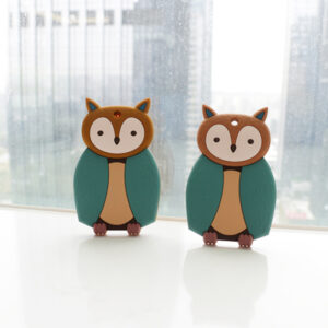 Owl Silicone Teether . Blue-Grey