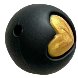 15mm Heart Shape ' Black and Gold'