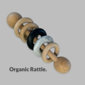 Rattle wooden : Black & Marble Grey  Beechwood