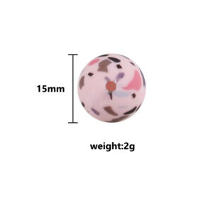 Pink Leopard 15mm Pattern Silicone Bead