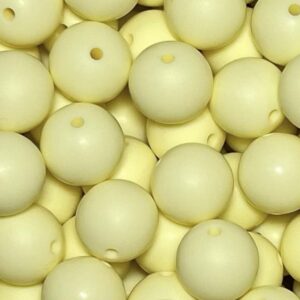 Cream Yellow 15mm Round Silicon Beads