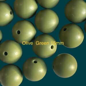 Olive Green 15mm Round Silicon Bead.