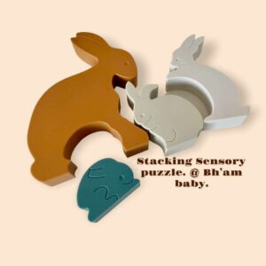 Bunny Puzzle 4pc ."Red, Brown, Grey, white.