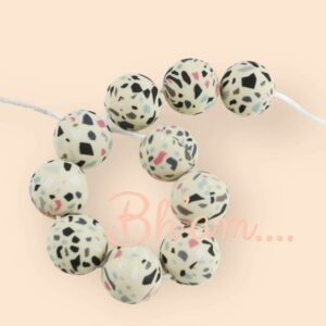 Cream -Yellow Leopard 15mm Silicone Bead.