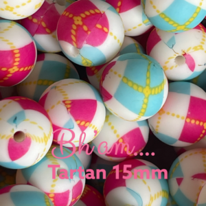 Tartan 15mm Silicone Bead