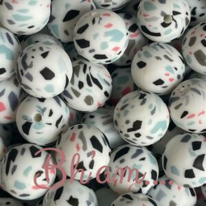 White Printing 15mm Silicone Bead.