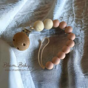 Dummy chain- Pink and Cream white with Wooden Wooden clip