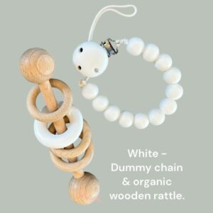 White Dummy - Two set Chain set with Wooden rattle.