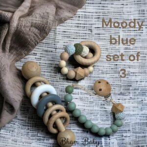 Moody Blue Teether Gift set. 3pcs.