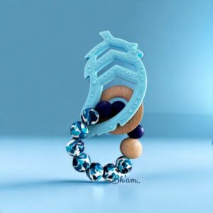 Bracelet Teether blue with pinecone.