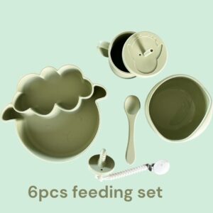 Olive green 6pcs feeding set.