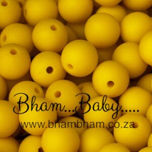 12mm Yellow round silicone bead