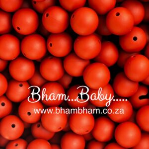 15mm Red brown brick red round silicone bead